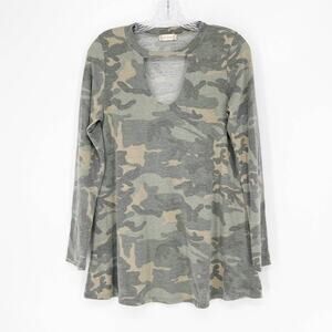 Altar'd State Long Sleeve Camouflage Cutout Top Size Small
